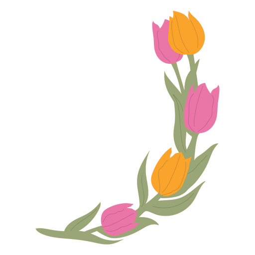 Design de tulipa rosa e amarela Desenho PNG