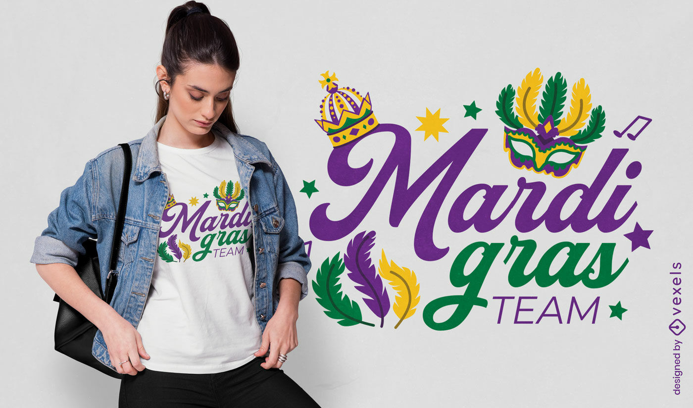 Diseño de camiseta del equipo de Mardi Gras