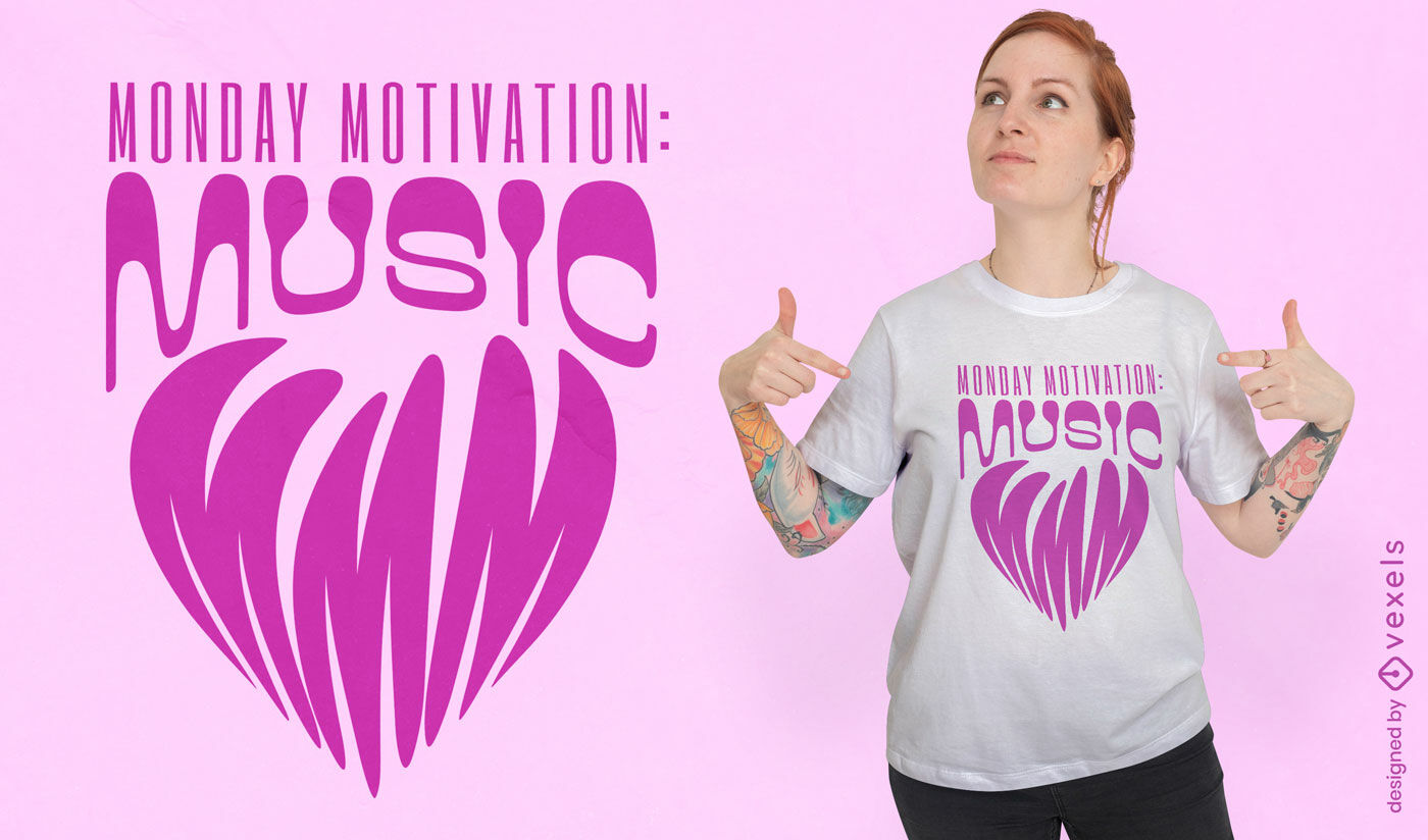 Monday music heart t-shirt design