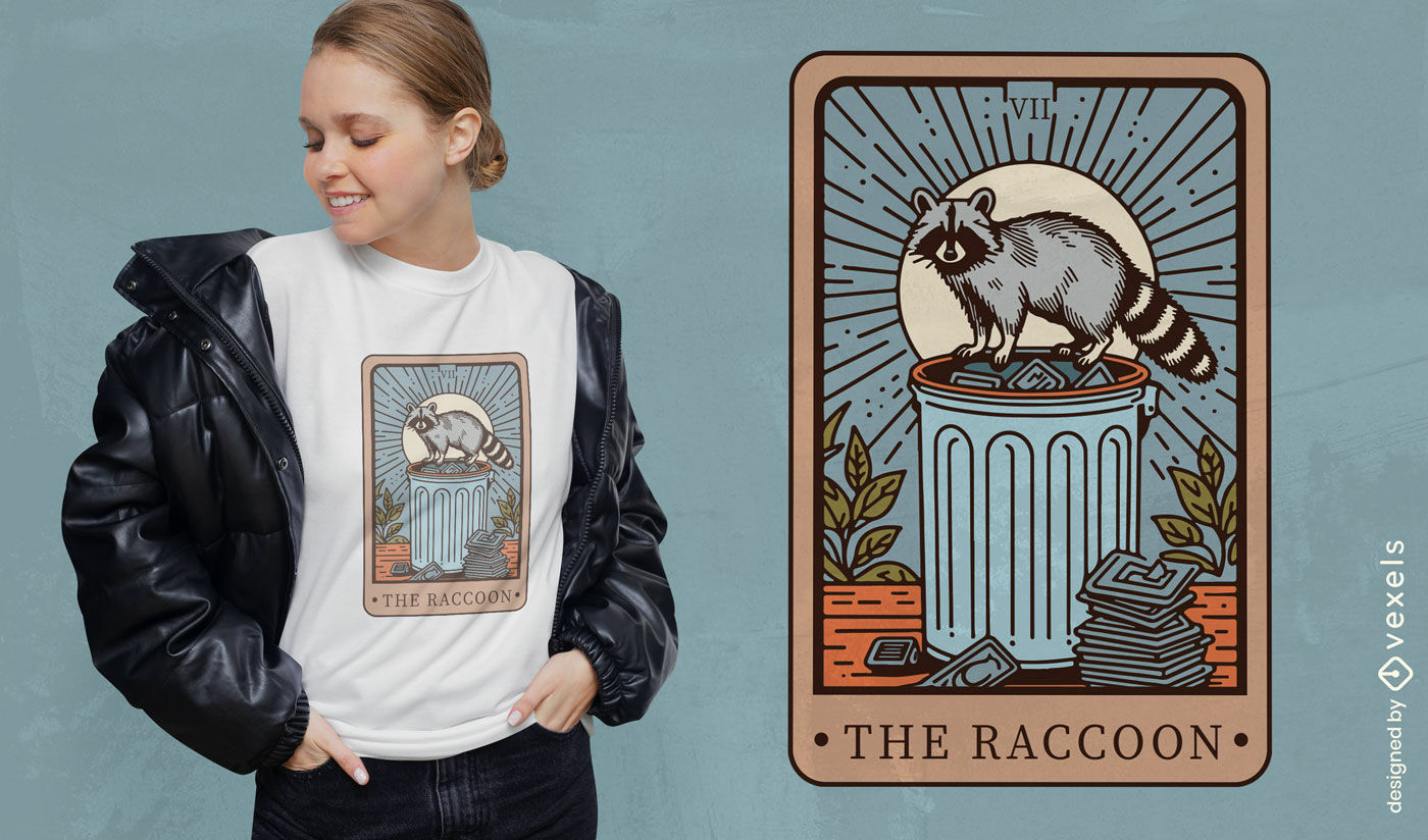 Raccoon tarot t-shirt design