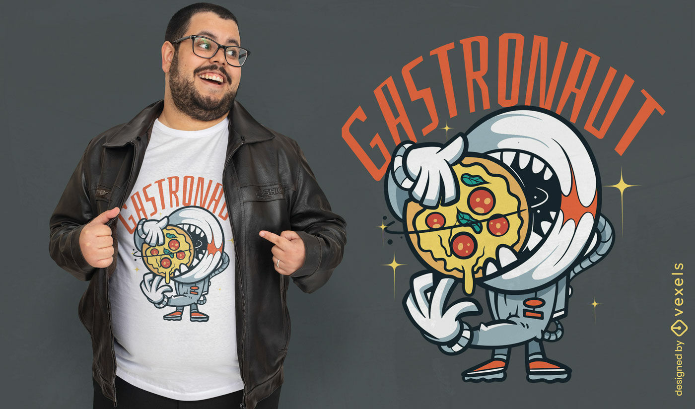 Diseño de camiseta de pizza espacial