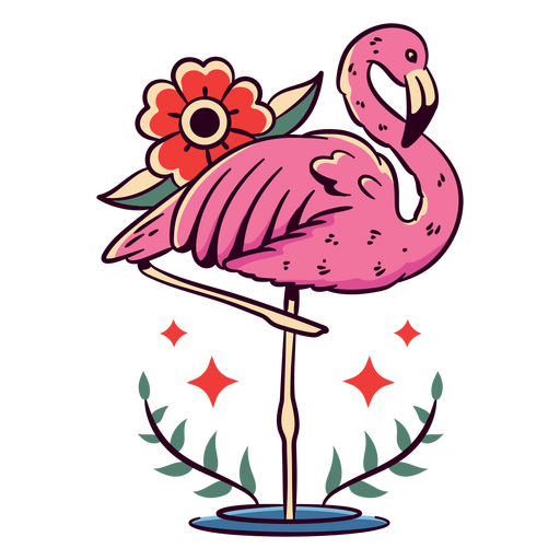 Flamingo rosa em pé sobre uma perna Desenho PNG