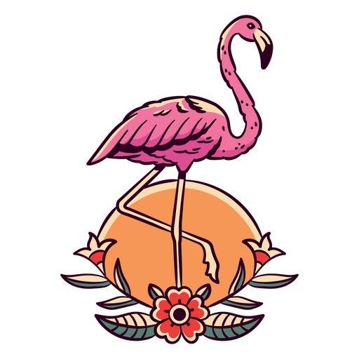 Design de pôr do sol de flamingo rosa Desenho PNG