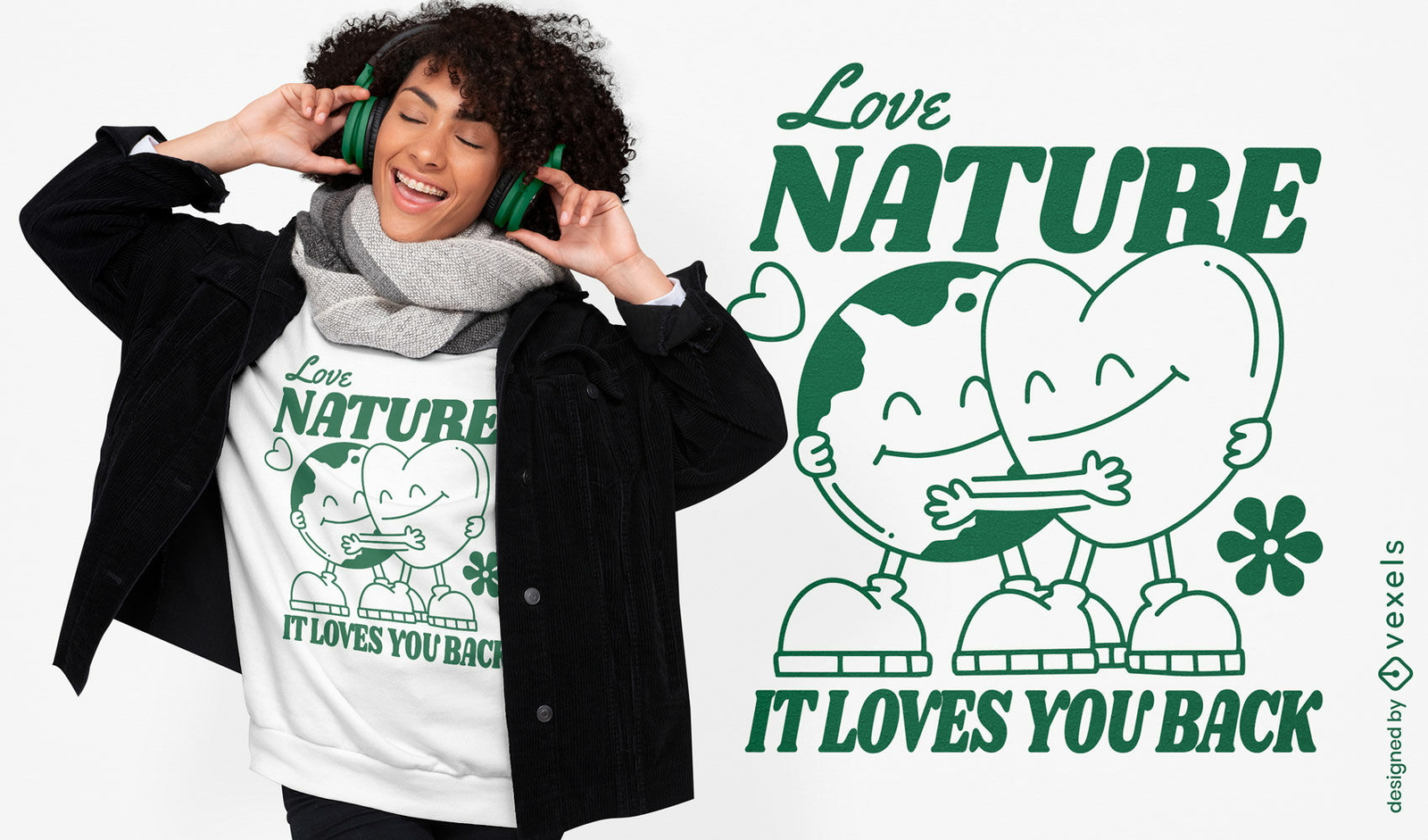 Ama la naturaleza, ella te ama, diseño de camiseta