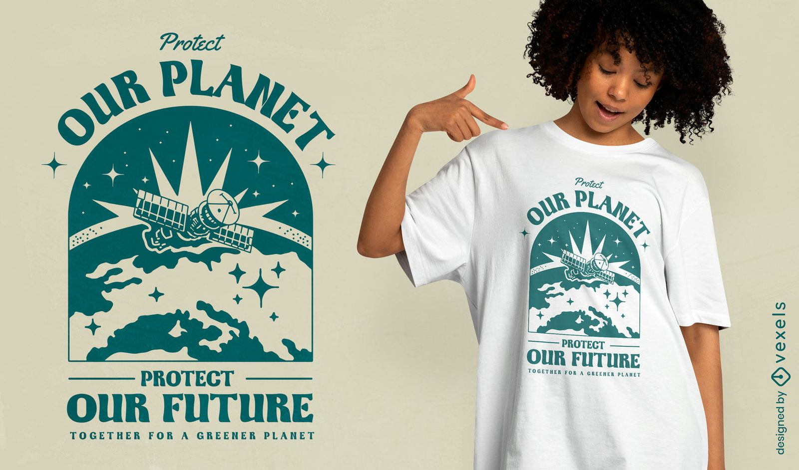 Design de camiseta proteja nosso planeta