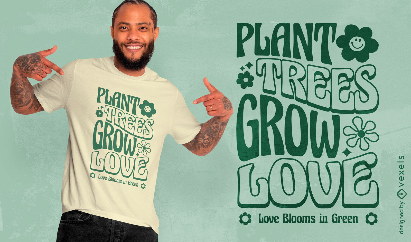 Diseño de camiseta Planta árboles crece amor