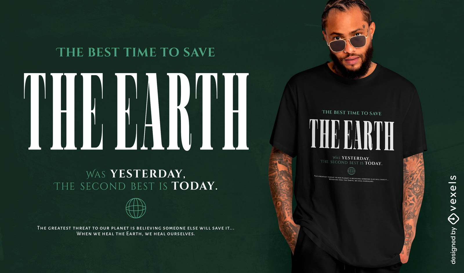 Design de camiseta com citação ambiental para salvar a Terra