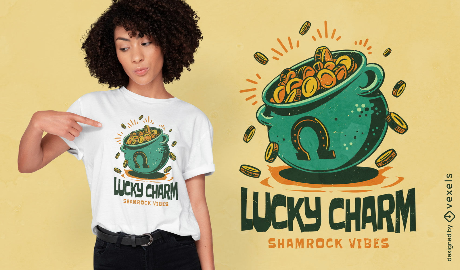 Pot of gold lucky charm t-shirt design