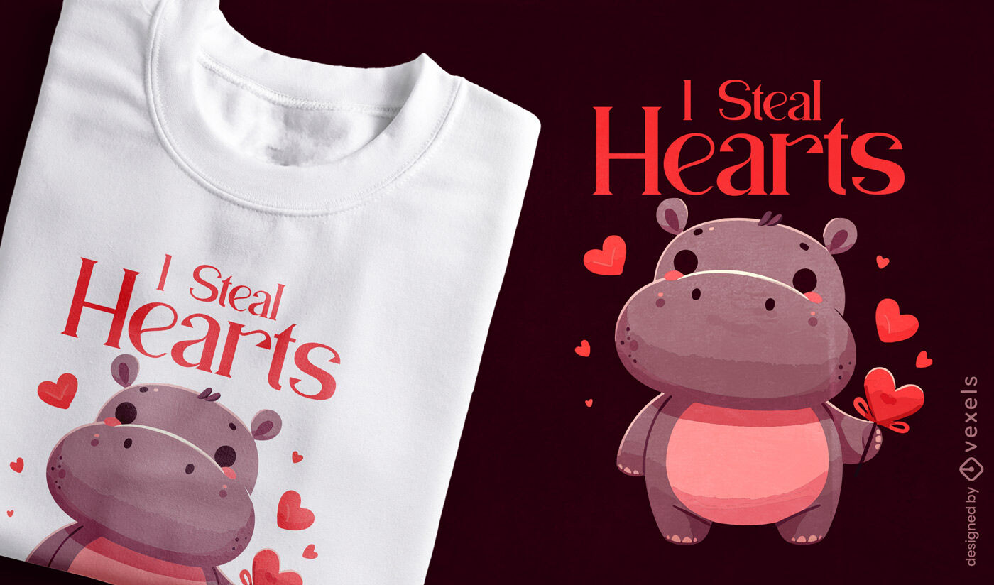 Hippo valentine t-shirt design