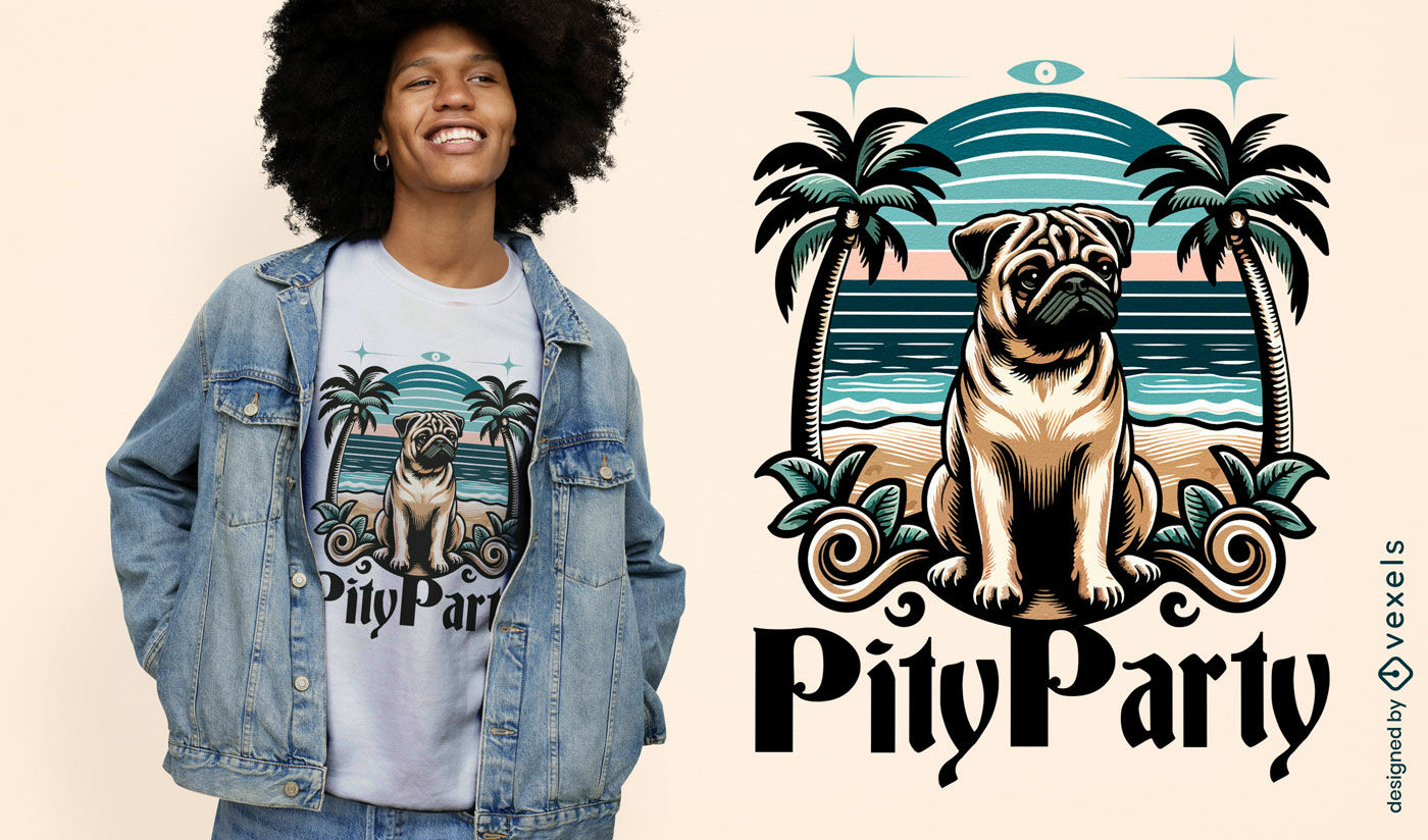 Summer pug party t-shirt design