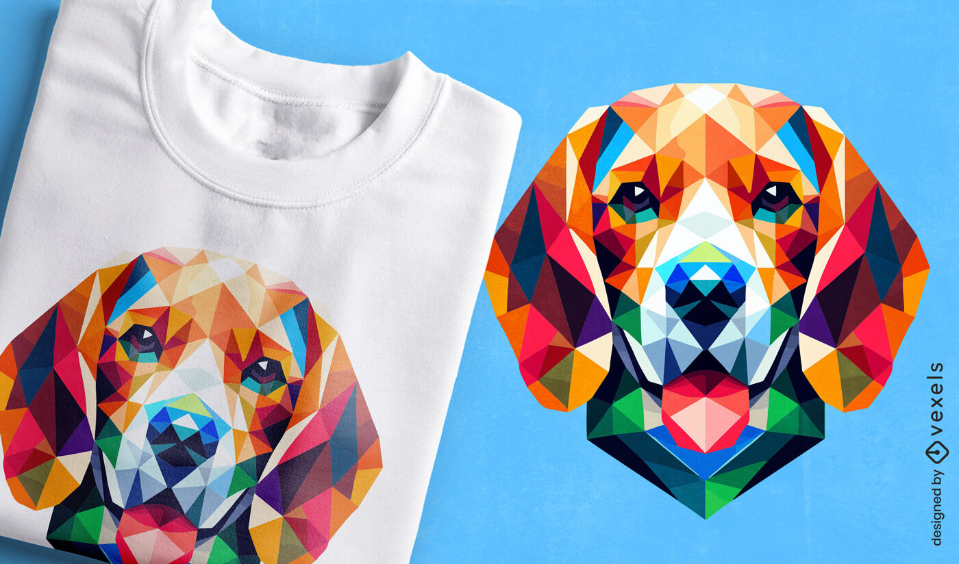 Diseño de camiseta de beagle geométrico