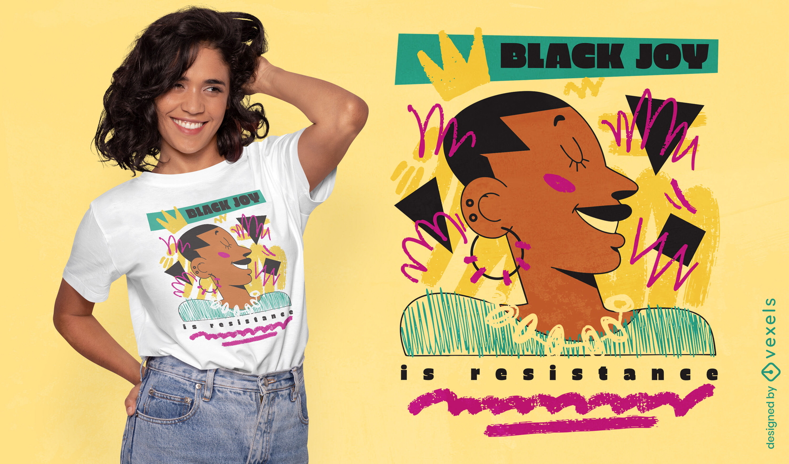 Diseño de camiseta de resistencia de alegría negra