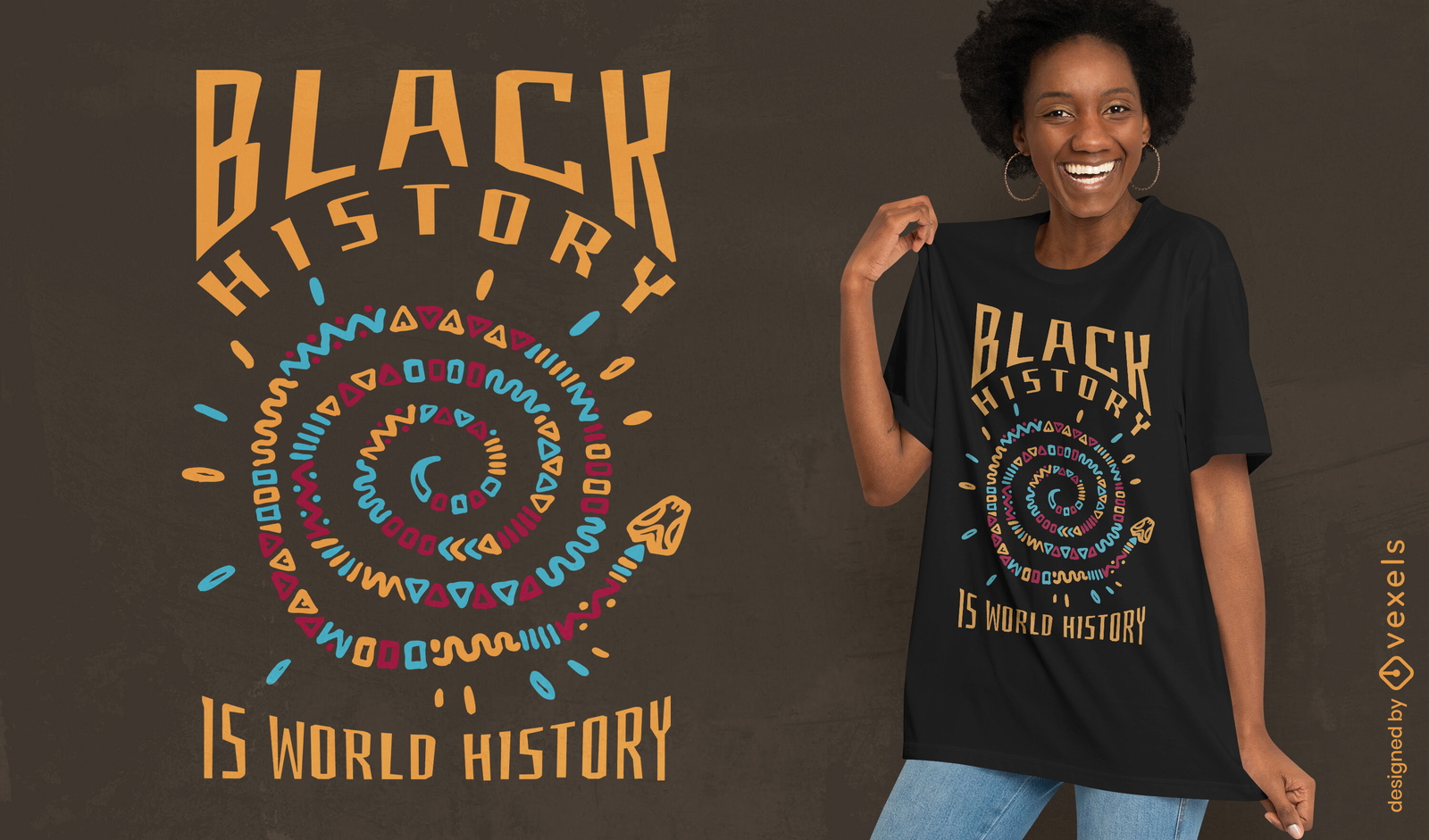 Design de camiseta sobre a história negra é história mundial