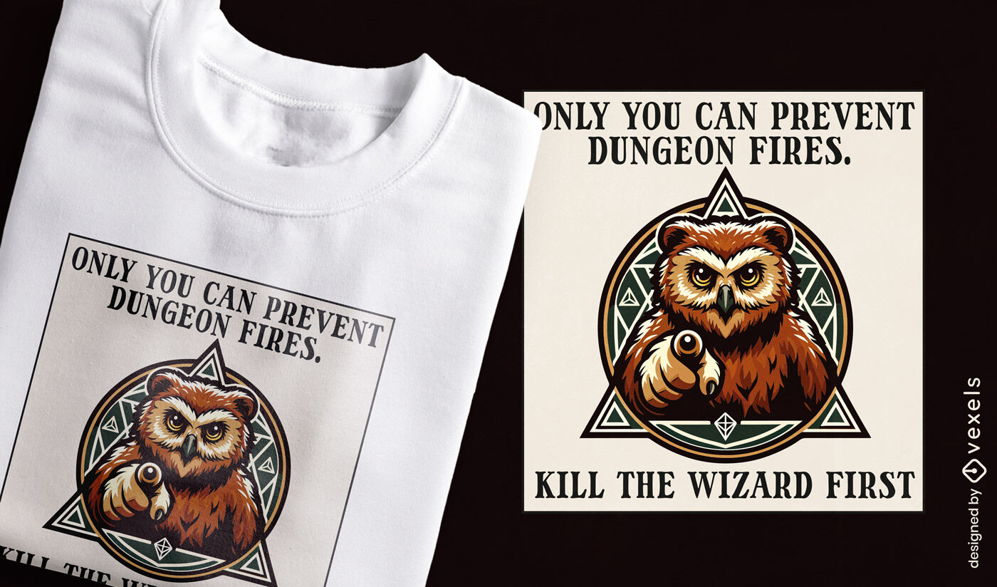 Owl dungeon fire RPG t-shirt design