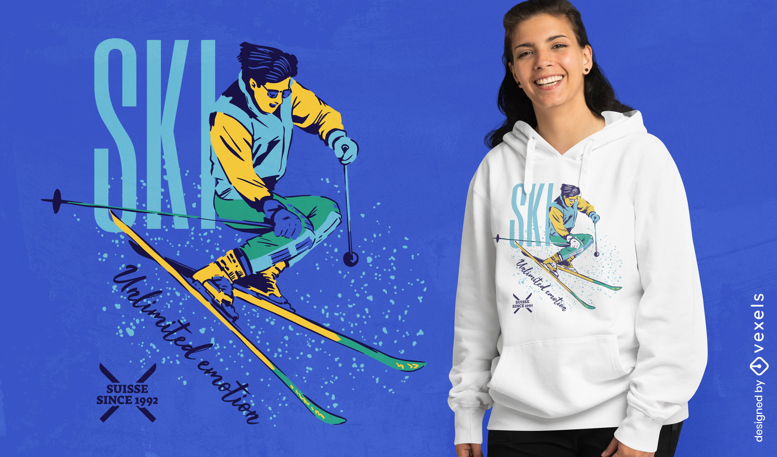 Ski-T-Shirt-Design mit unbegrenzten Emotionen