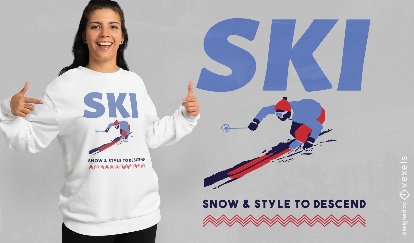 Ski-Schnee & Style-T-Shirt-Design