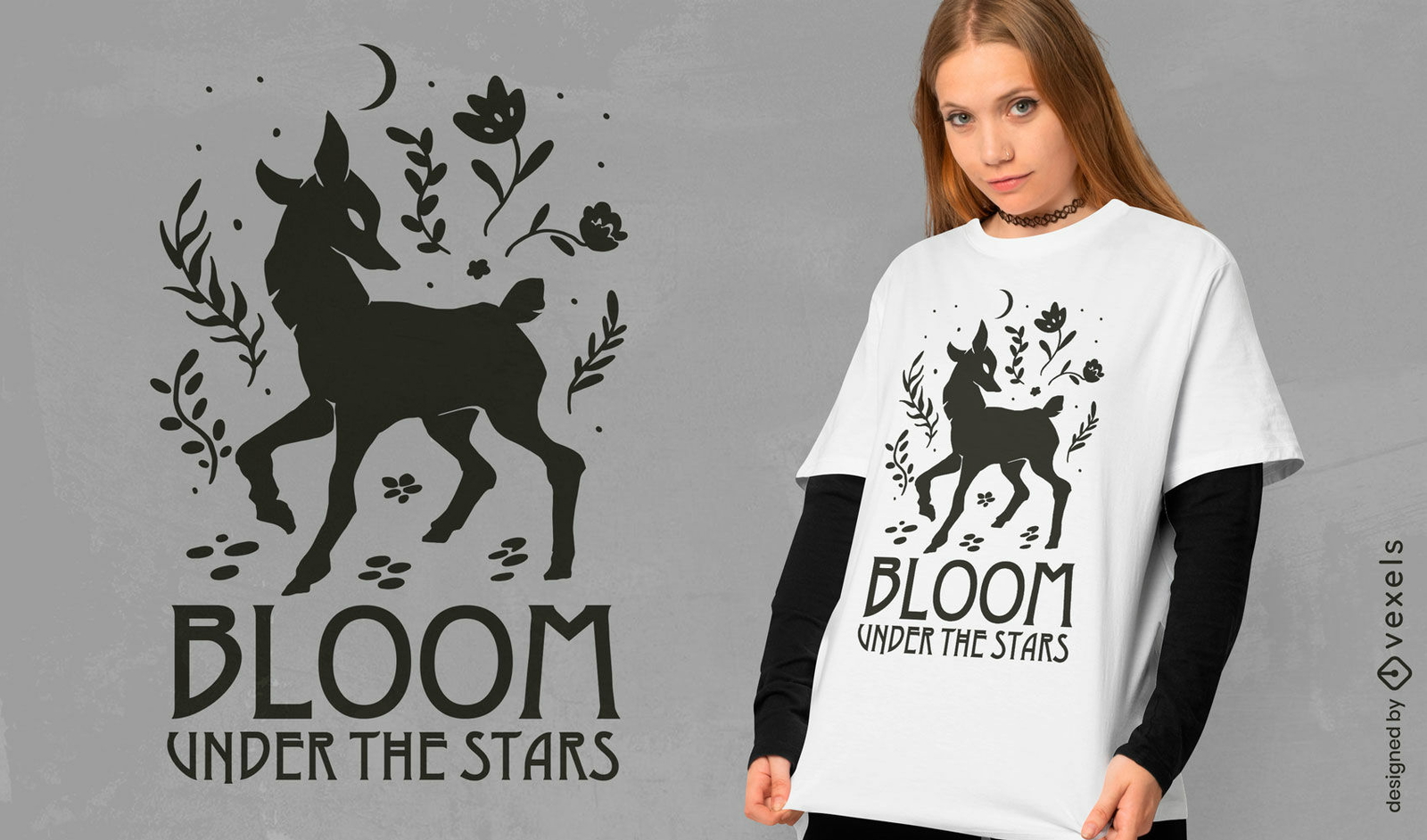 Diseño de camiseta Bloom bajo las estrellas