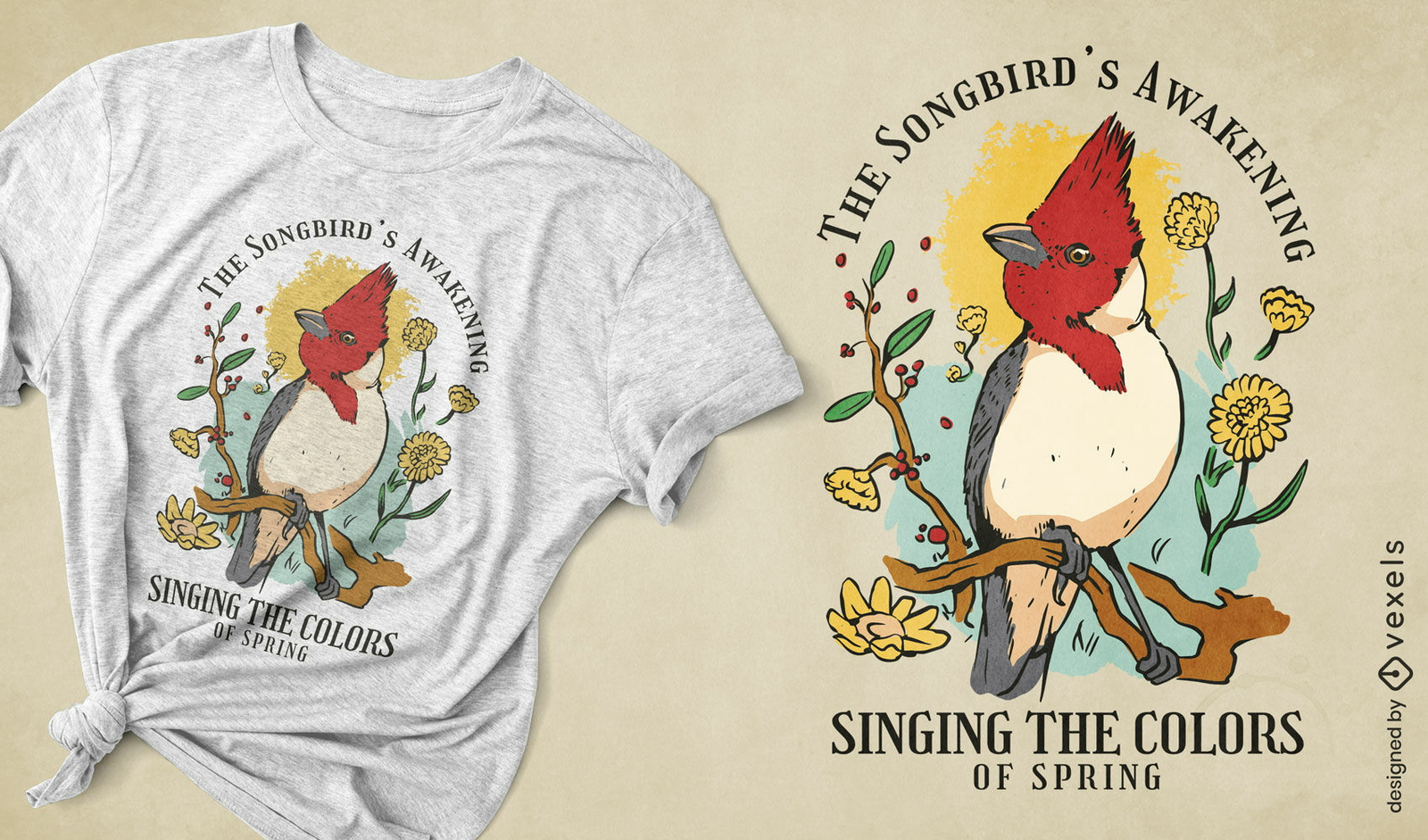 Cardinal songbird awakening t-shirt design