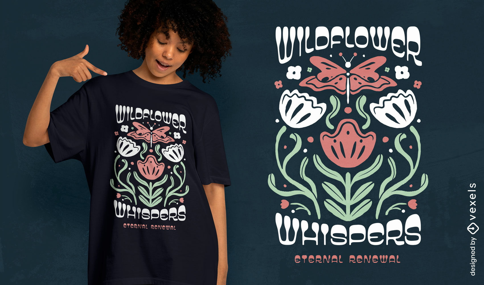 Diseño de camiseta con susurros de flores silvestres