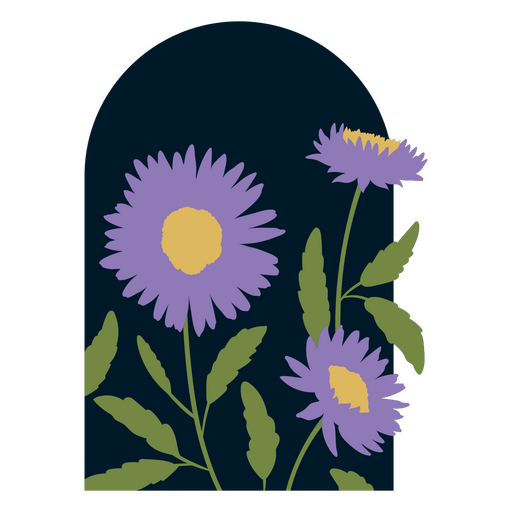 Purple flower with a yellow center design PNG Design