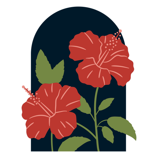 Desenho de flores havaianas vermelhas e verdes Desenho PNG