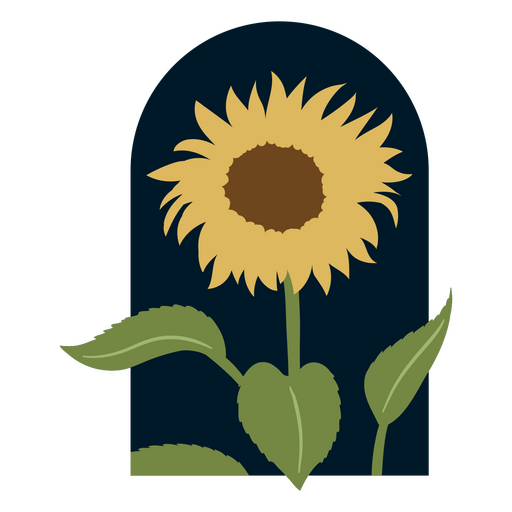 Diseño de girasol con ventana arqueada. Diseño PNG