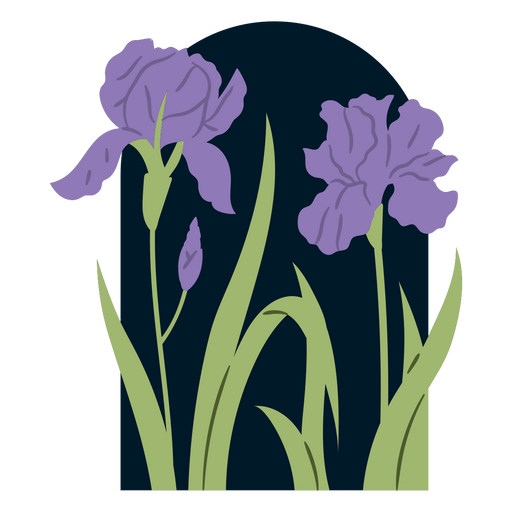 Diseño de flor morada sobre tallo verde. Diseño PNG