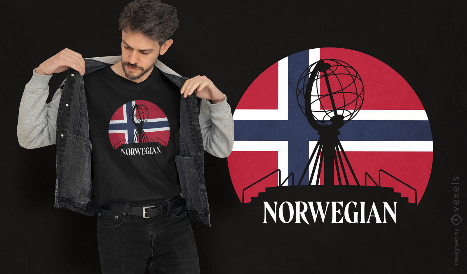 Design de camiseta com monumento norueguês