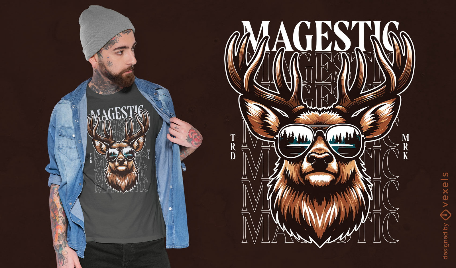 Majestätisches Hirsch-T-Shirt-Design