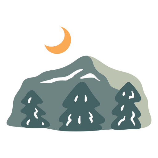 Abstract nature scene with trees and moon t-shirt design PNG Design