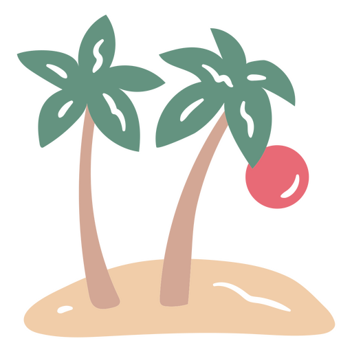 Palm tree design with a pink ball PNG Design