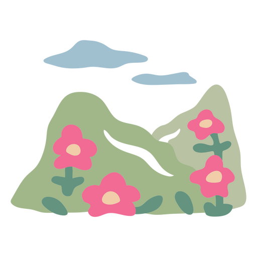 Design floral de montanha Desenho PNG