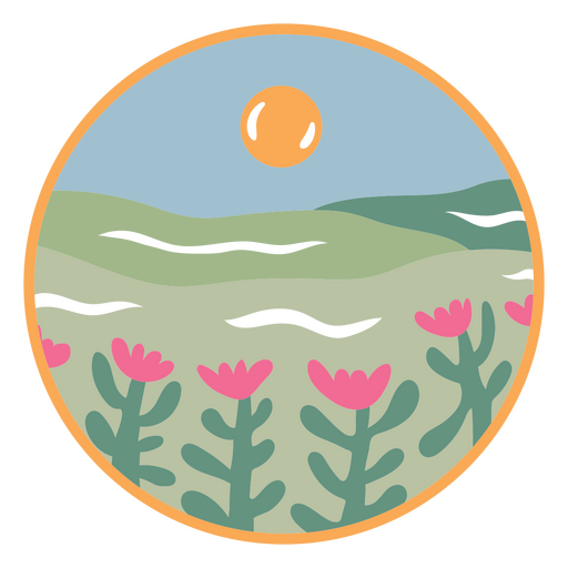 Design de campos de flores Desenho PNG