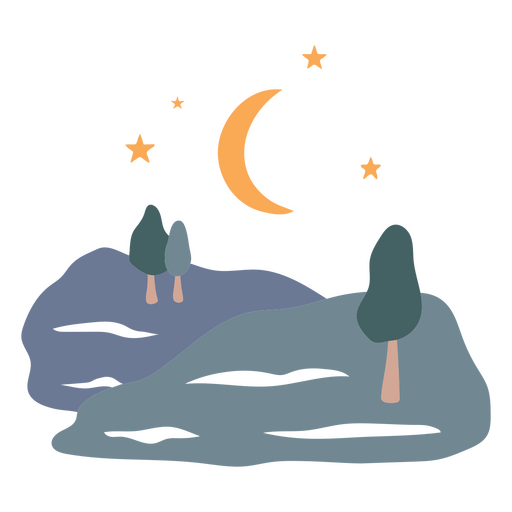 Diseño de paisaje de montaña nocturno Diseño PNG