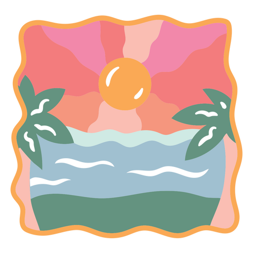 Design de pôr do sol rosa e azul Desenho PNG