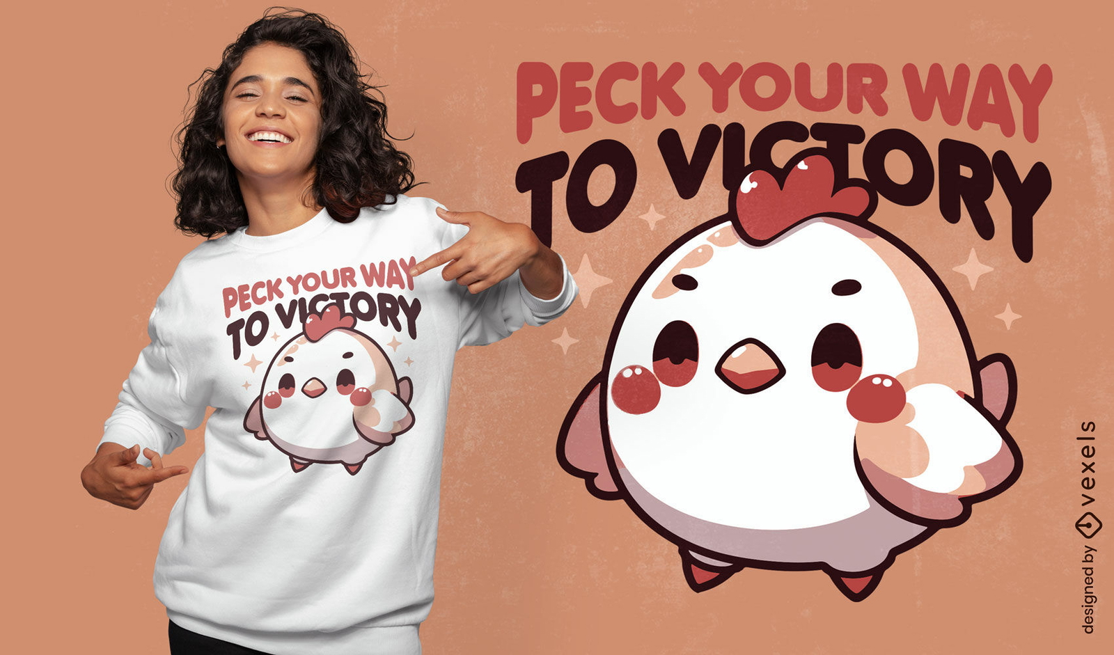 Diseño de camiseta motivacional de pollo.