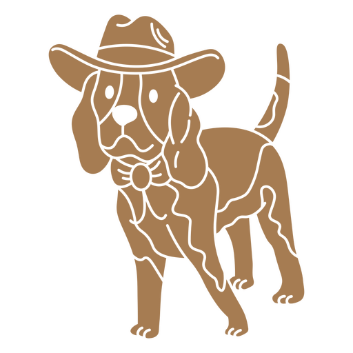 Design de camiseta com cachorro fofo usando chapéu de cowboy e gravata borboleta Desenho PNG