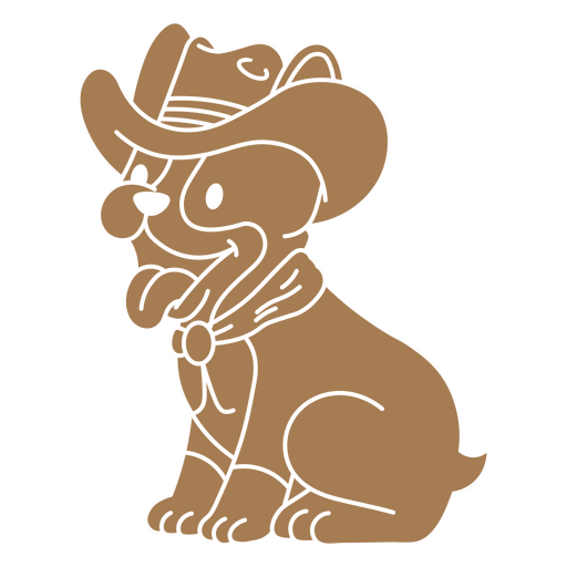 Cute dog wearing a cowboy hat and tie design PNG Design