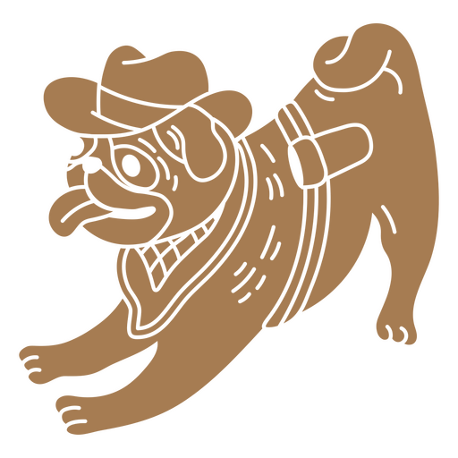 Cute dog wearing a cowboy hat and bandana design PNG Design