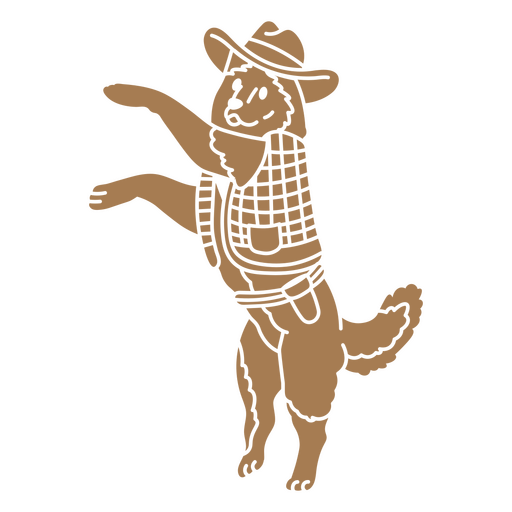 Cachorro fofo usando chapéu de cowboy e design de colete Desenho PNG