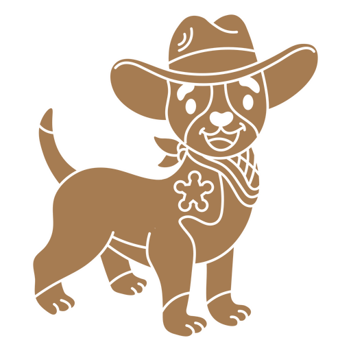 Adorable perro con sombrero de vaquero y pañuelo Diseño PNG