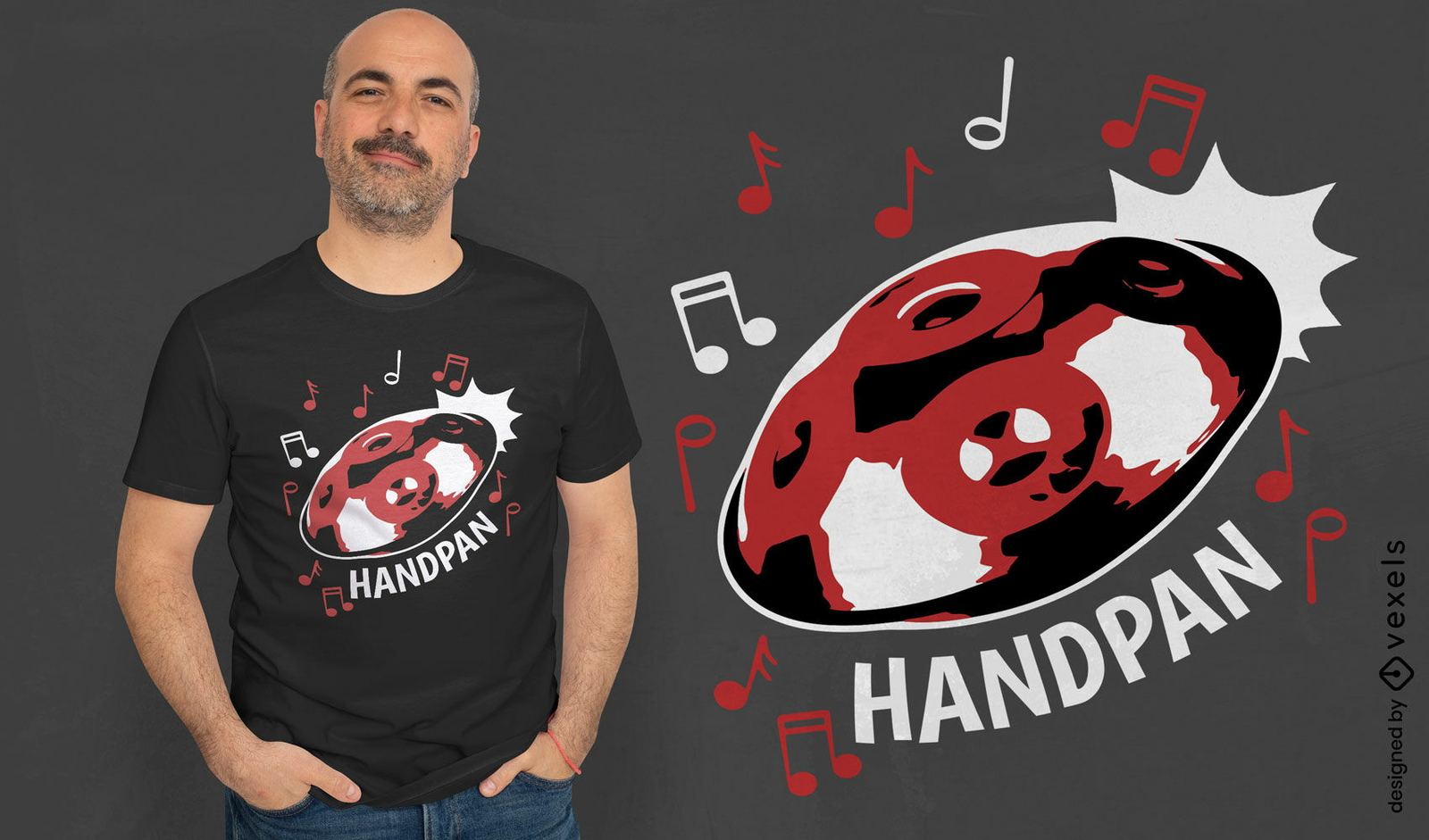 Diseño de camiseta de música handpan