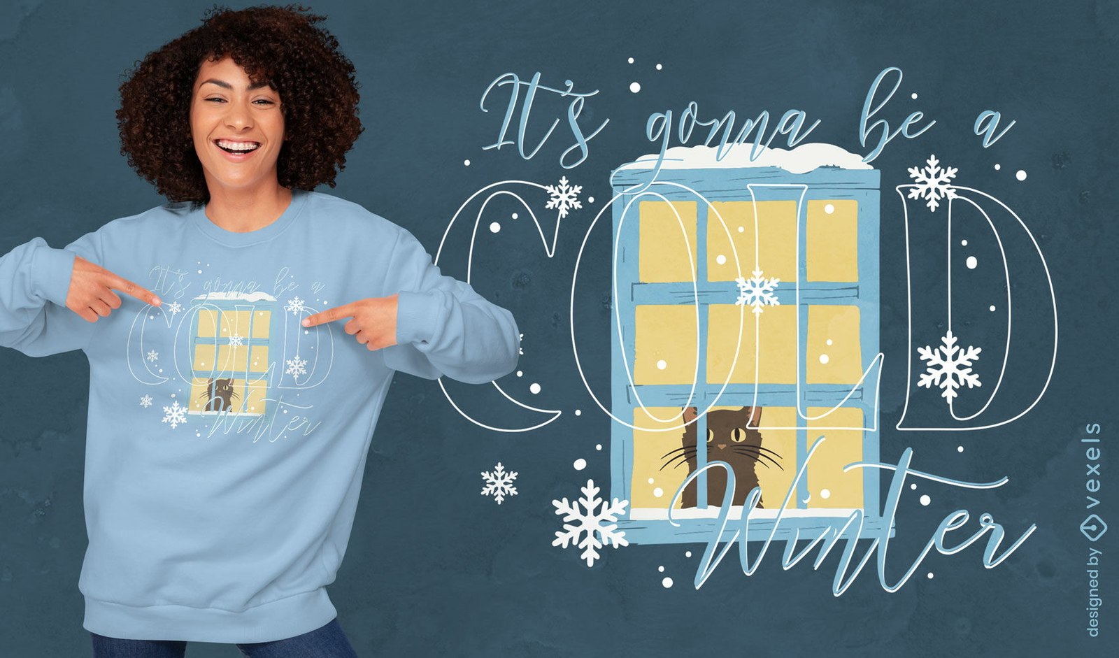 Winter window cat t-shirt design