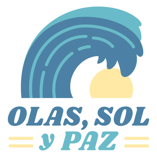 Olas, sol, y paz design PNG Design