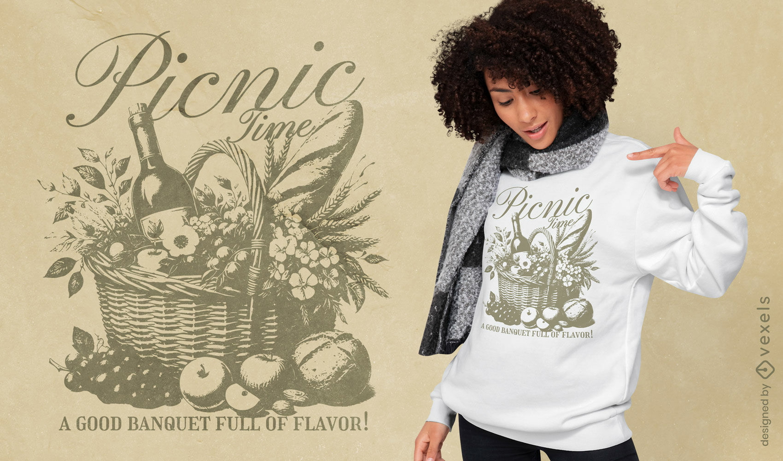 Vintage picnic basket t-shirt design