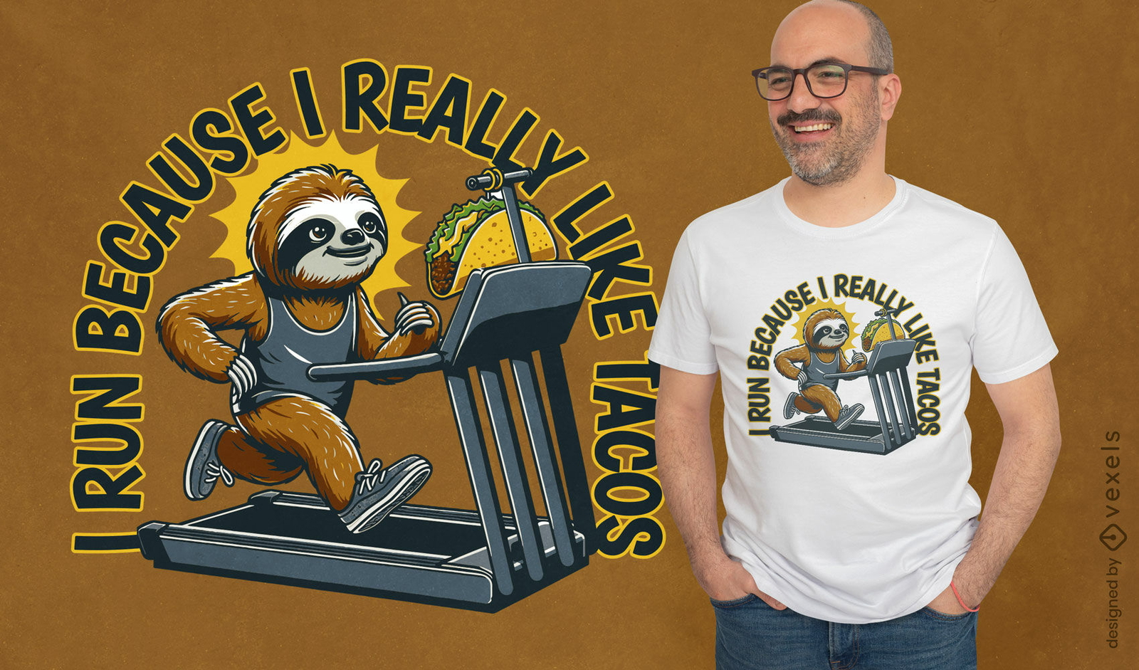 Funny sloth on treadmill t-shirt design