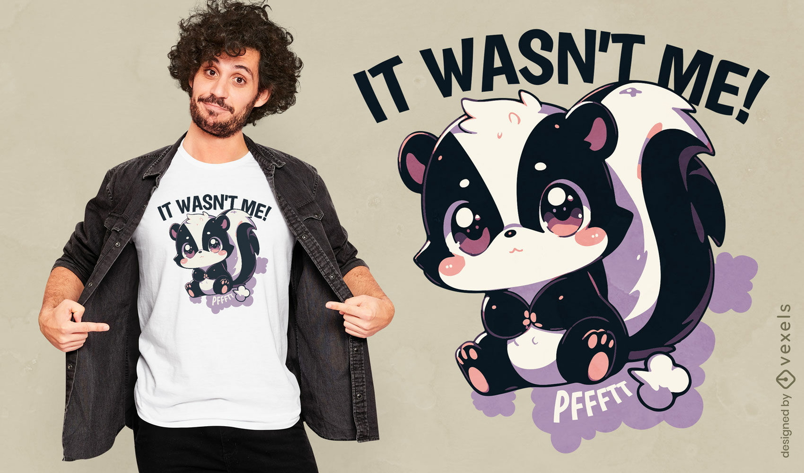 Cute skunk farting t-shirt design