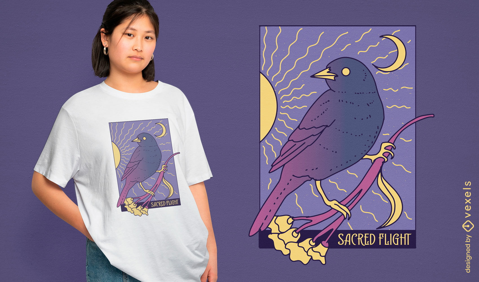 Diseño de camiseta de pájaro sagrado de Whimsigoth