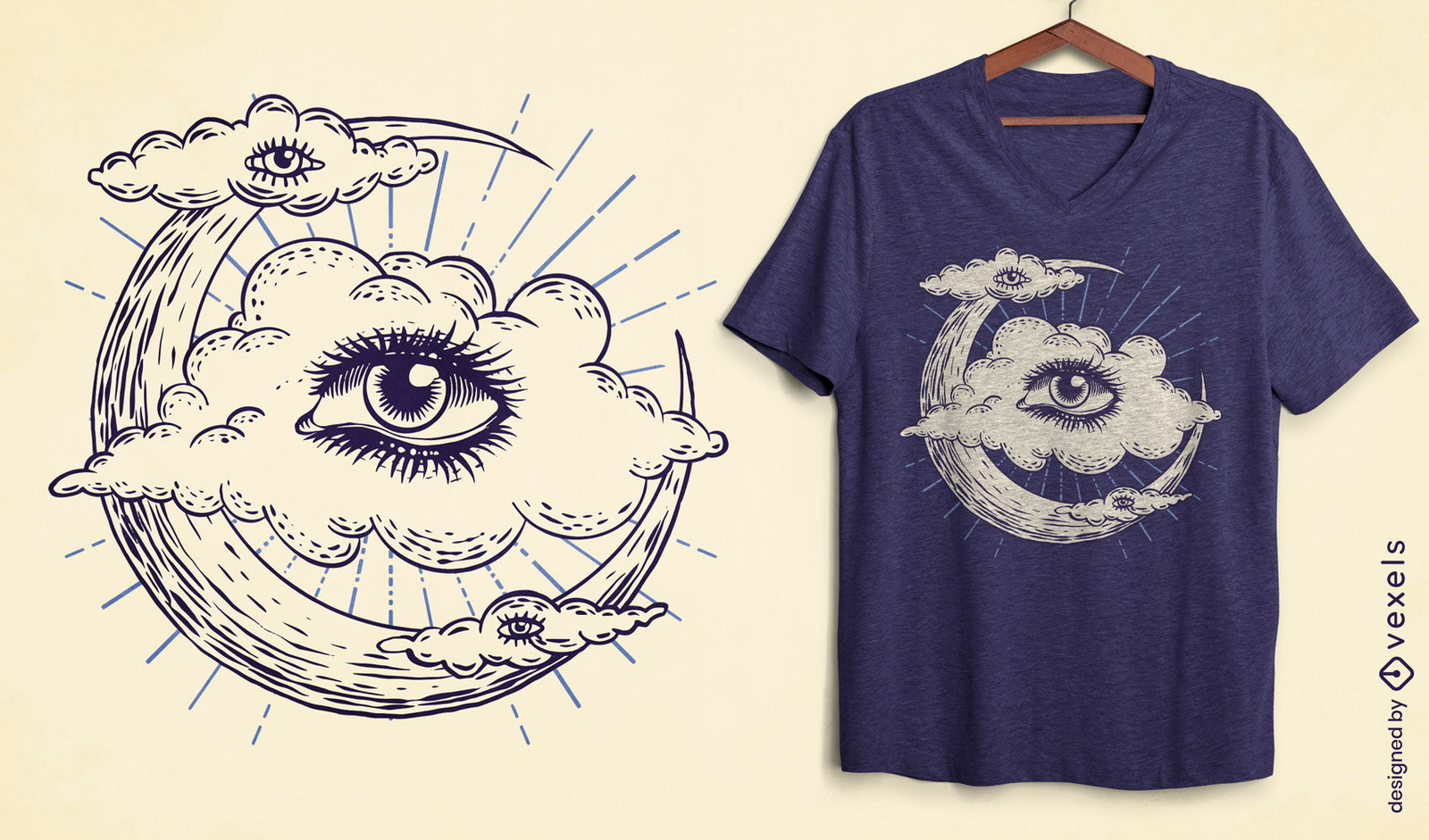 Diseño de camiseta de Whimsigoth con ojos de nube