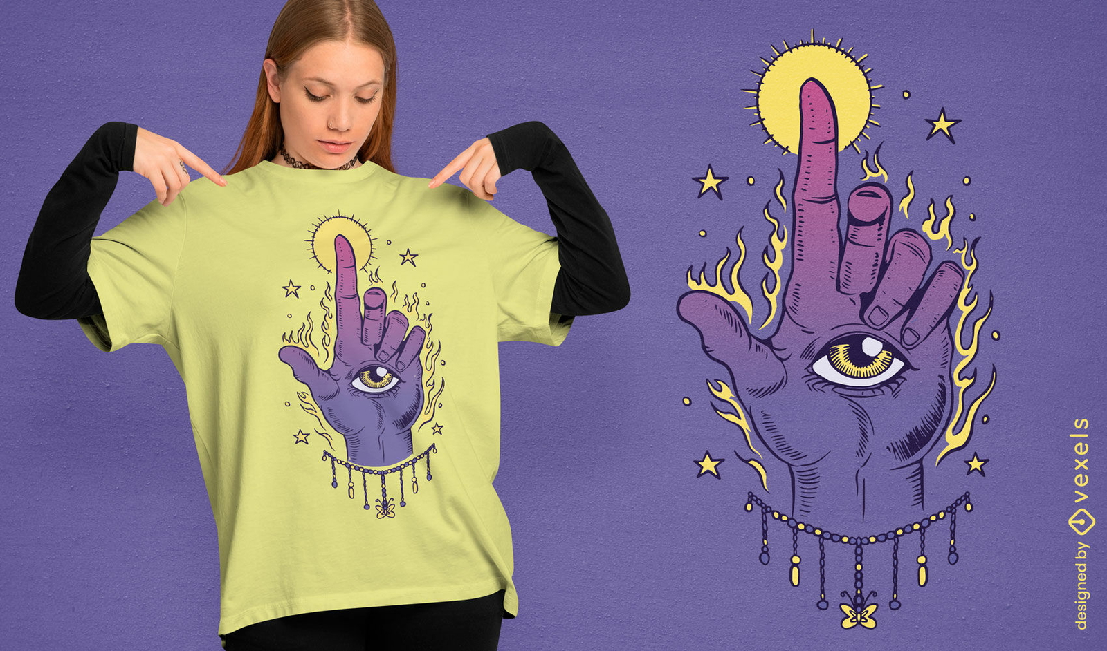 Diseño de camiseta de Whimsigoth con ojos de mano